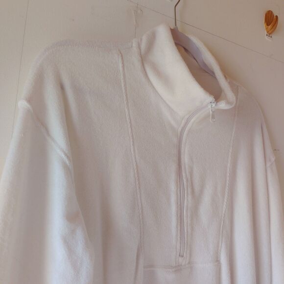 Aerie Offline Women's Half Zip Beachy Terry Cloth Sweater White Small - Picture 6 of 9